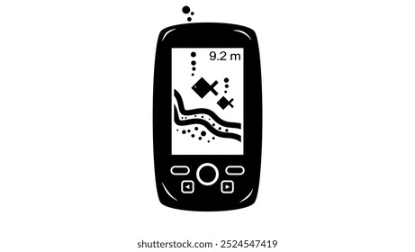 Fish finder, black isolated silhouette