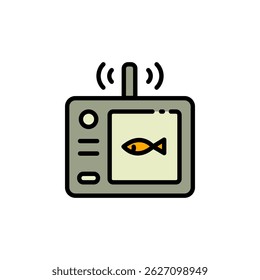Fish finder color icon. Depth finder. Fish searching. Digital Echo sounder vector icon for web design isolated on white background. Digital gadget, designed for web and app.