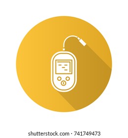 Fish finder flat design long shadow glyph icon. Echo sounder. Depth finder. Fish searching. Vector silhouette illustration