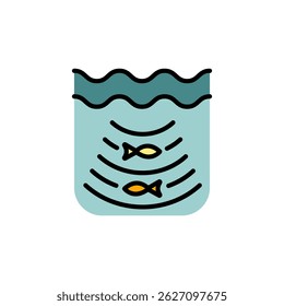 Fish Finder Vector Color Icon Design. Echo sounder radar flat vector icon for web design isolated on white background