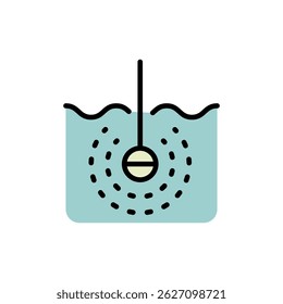 Fish Finder Vector Color Icon Design. Fishing signal sounder vector icon for web design isolated on white
