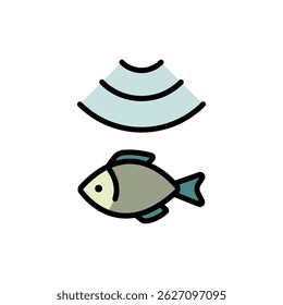 Fish Finder Vector Icon Design. Echo sounder radar color vector icon for web design isolated on white background