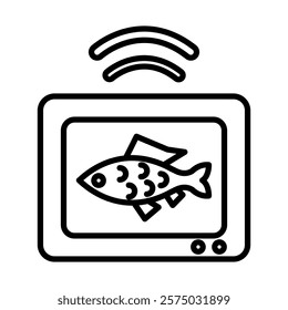 Fish Finder Vector Line Icon Design