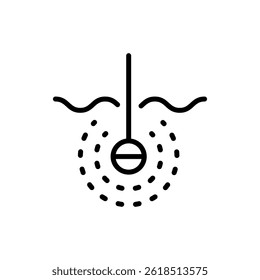 Fish Finder Vector Line Icon Design. Echo sounder radar icon. Outline fishing signal sounder vector icon for web design isolated on white