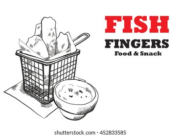 Fish fingers hand drawing 