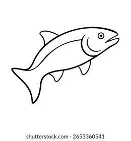 Um peixe com olhos de barbatanas em um desenho de contorno