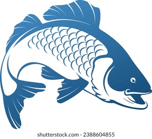 Fish with fins and scales design. Fishing and outdoor activities symbol