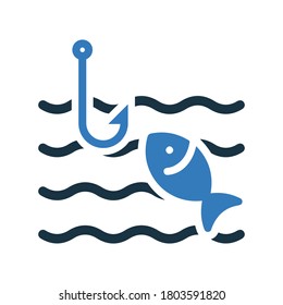 Fish, fishing icon. Simple vector on isolated white background