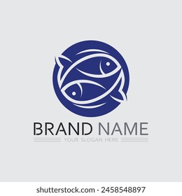 Fish and Fishing logo aquatic design animal vector illustration