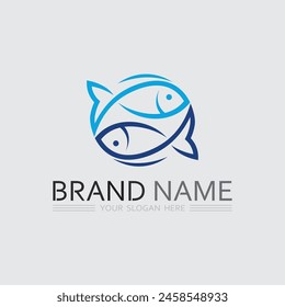 Fish and Fishing logo aquatic design animal vector illustration