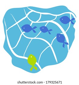 fish in fishing net