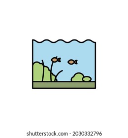 fish, fishing, river, sea, under, water line colored icon. Signs, symbols can be used for web, logo, mobile app, UI, UX