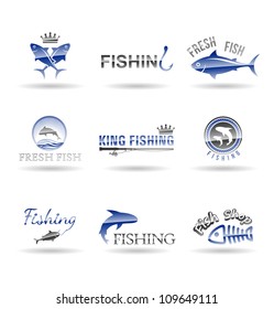 Fish and fishing. Set of icons.