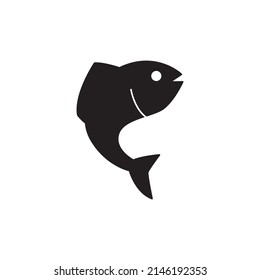 Fish, fishing sign icon in black flat glyph, filled style isolated on white background