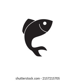 Fish, fishing sign icon in black flat glyph, filled style isolated on white background