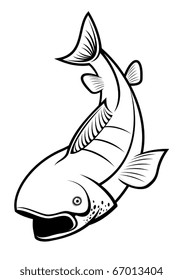 Fish as a fishing symbol isolated on white - also as emblem. Jpeg version also available in gallery