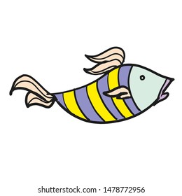Fish flat color illustration on white
