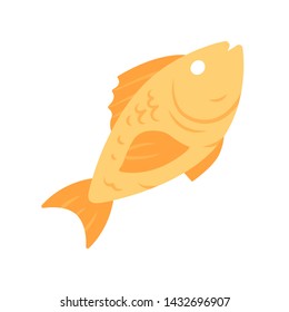 Fish flat design long shadow color icon. Cafe, restaurant menu. Fish species. Underwater sea animal, seafood. Carp, trout, tuna dish. Healthy nutrition. Diet food. Vector silhouette illustration