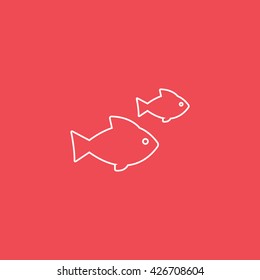 Fish Flat Icon On Red Background