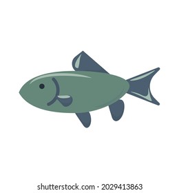 Fish flat icon. Pictogram for web. Simple symbol isolated on white background. Vector eps10