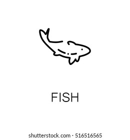 Fish flat icon. Single high quality outline symbol of seafood for web design or mobile app. Thin line signs of fish for design logo, visit card, etc. Outline pictogram of fish 