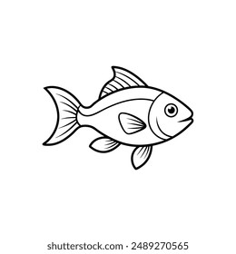 Fish Flat line art icon vector illustration.