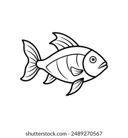Fish Flat line art icon vector illustration.