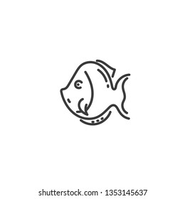 fish flat outline icon of Egypt, concept silhouette in linear design, vector illustration
