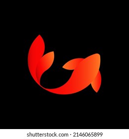 Fish in flat style. Goldfish with a gradient fill. Isolated minimal fish on one color background. Vector stock illustration.