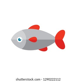 Fish - flat style icon on white background vector illustration for website, mobile application, presentation, infographic. Sea food concept sign. Graphic design element. 