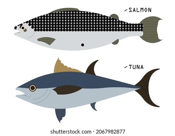 Сollection of fish. Flat vector illustration of nutrition isolated on white background