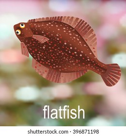 fish flatfish, vector illustration.