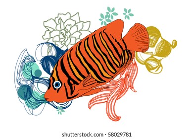 fish and flower