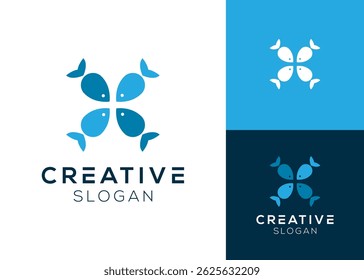 Fish flower logo. Fish with flower or window logo design