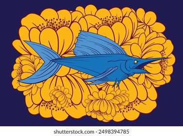 fish and flower pattern for sukajan is mean japan traditional cloth or t-shirt with digital hand drawn Embroidery Men T-shirts Summer Casual Short Sleeve Hip Hop T Shirt Streetwear