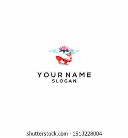 fish and flower vector logo design