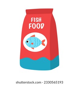 Fish food bag in flat design on white background.