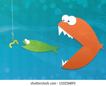 Fish Food Chain/Fully Editable Vector Format With Layers