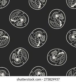 fish food doodle seamless pattern background