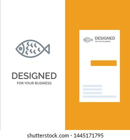 Fish, Food, Easter, Eat Grey Logo Design and Business Card Template