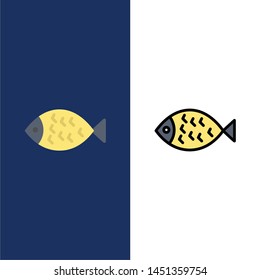 Fish, Food, Easter, Eat  Icons. Flat and Line Filled Icon Set Vector Blue Background