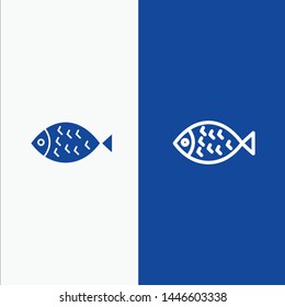 Fish, Food, Easter, Eat Line and Glyph Solid icon Blue banner Line and Glyph Solid icon Blue banner