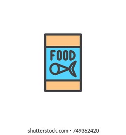 Fish food filled outline icon, line vector sign, linear colorful pictogram isolated on white. Symbol, logo illustration. Pixel perfect vector graphics