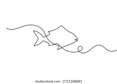 Icono de comida de pescado dibujo continuo de una línea y estilo minimalista Ilustración vectorial de contorno aislado