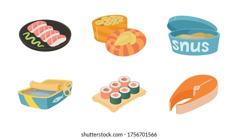 Fish food icon set. Cartoon set of fish food vector icons for web design isolated on white background