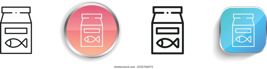 Icono de comida de pescado. Diseño de estilo lineal delgado, regular y de Botón aislado sobre fondo blanco