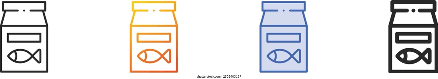 fish food icon.Thin Linear, Gradient, Blue Stroke and bold Style Design Isolated On White Background