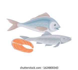 Fish Food Item For Boosting Brain Activity And Power Vector Illustration