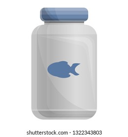 Fish food jar icon. Cartoon of fish food jar vector icon for web design isolated on white background