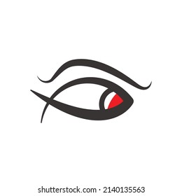 ilustración del logo de pescado con ojos afilados. muy adecuado para el negocio de la comida con un tema de marisco.